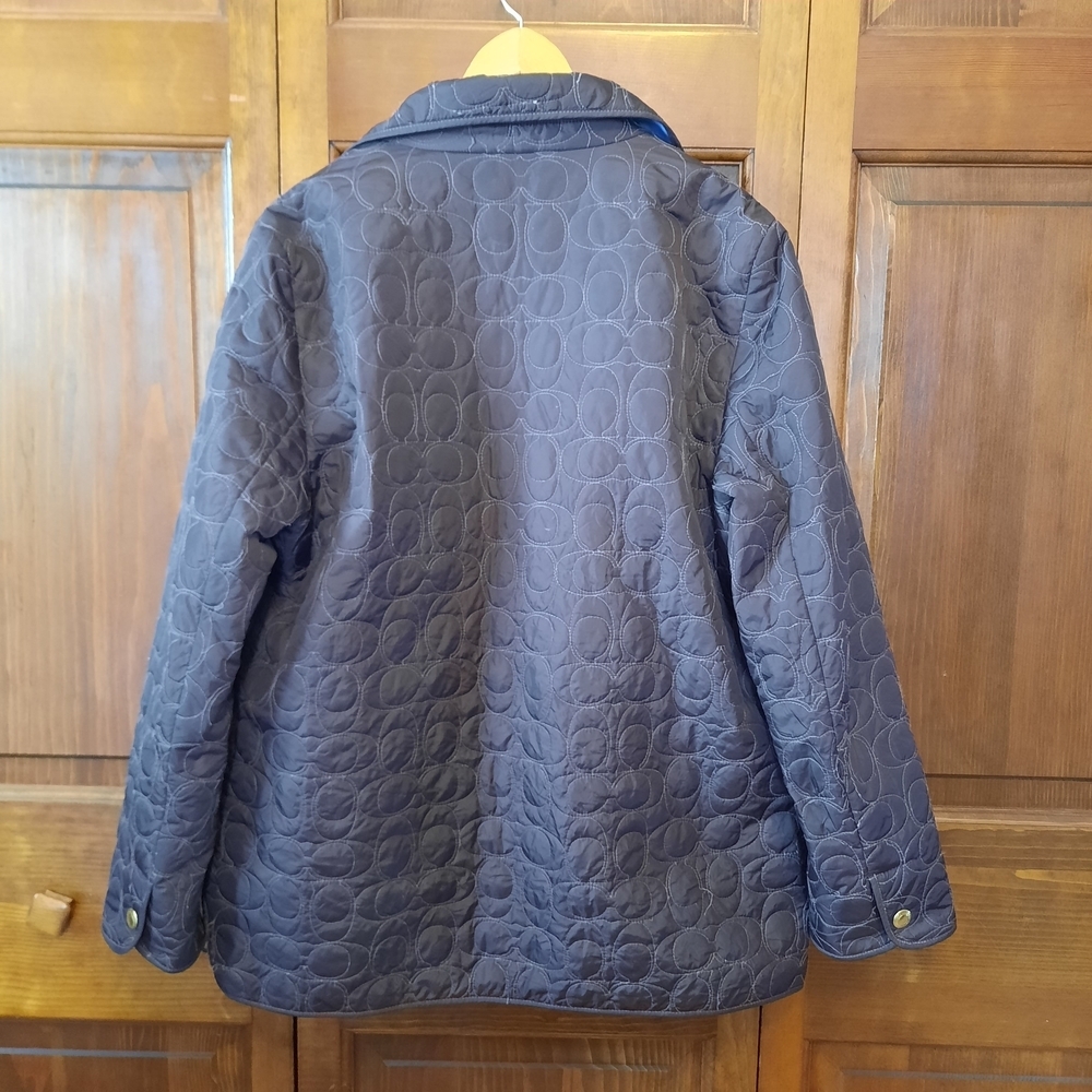 Coach Quilted Signature C Barn Jacket Chocolate Brown Embroidered Logo Size XL - Picture 11 of 16